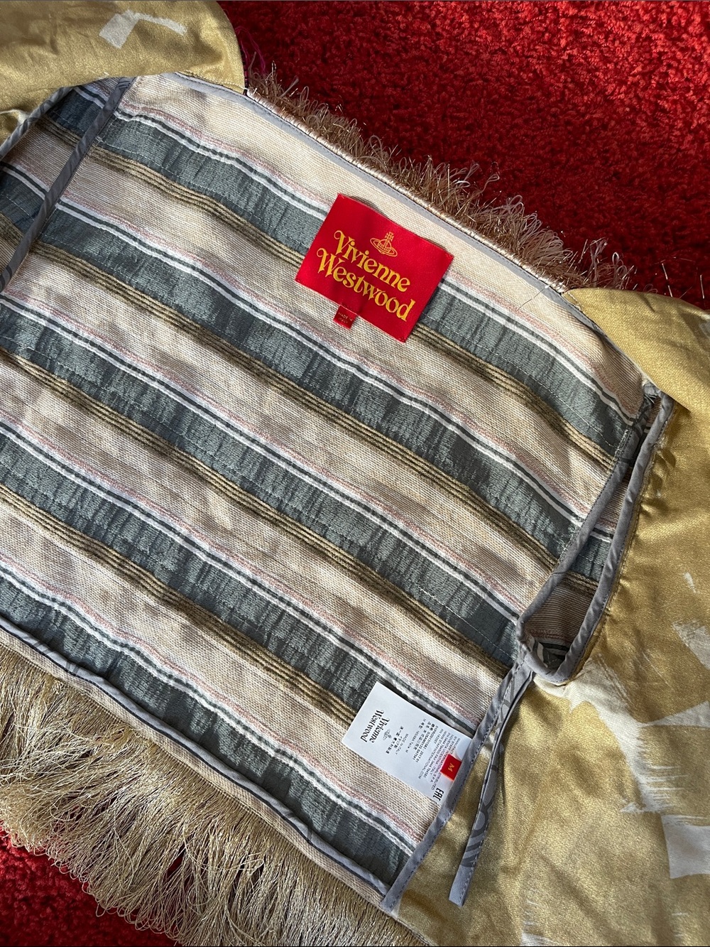 Vivienne Westwood RED LABEL Bolero Fringe Hippie Jacket Beige/Grey Stripes SS17 - Picture 4 of 13